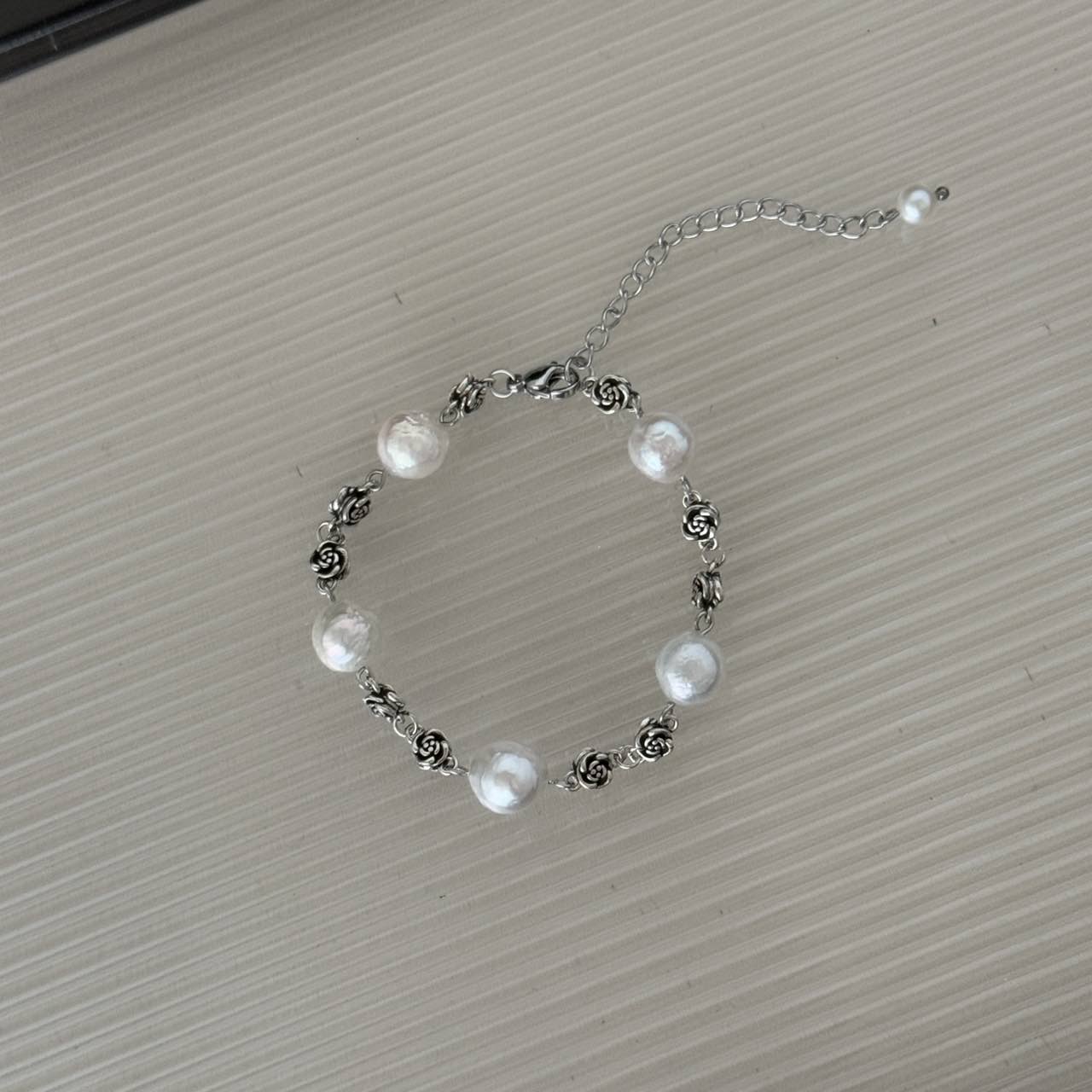 B57 Vintage Pearl Rose Bracelet