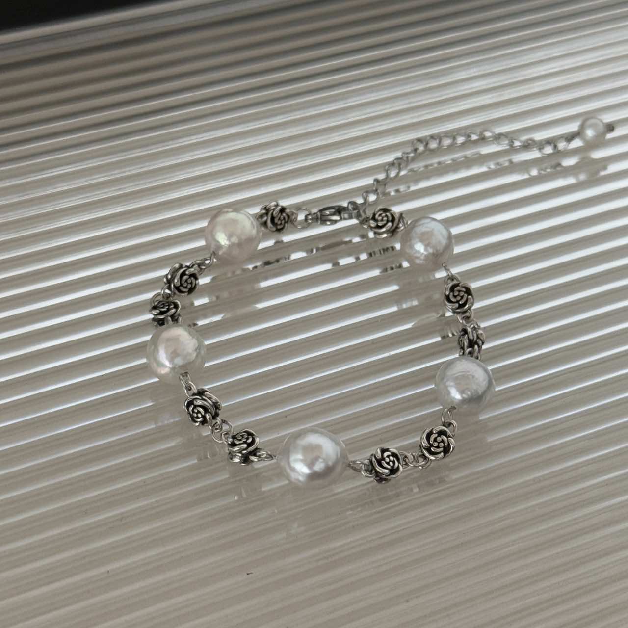 B57 Vintage Pearl Rose Bracelet