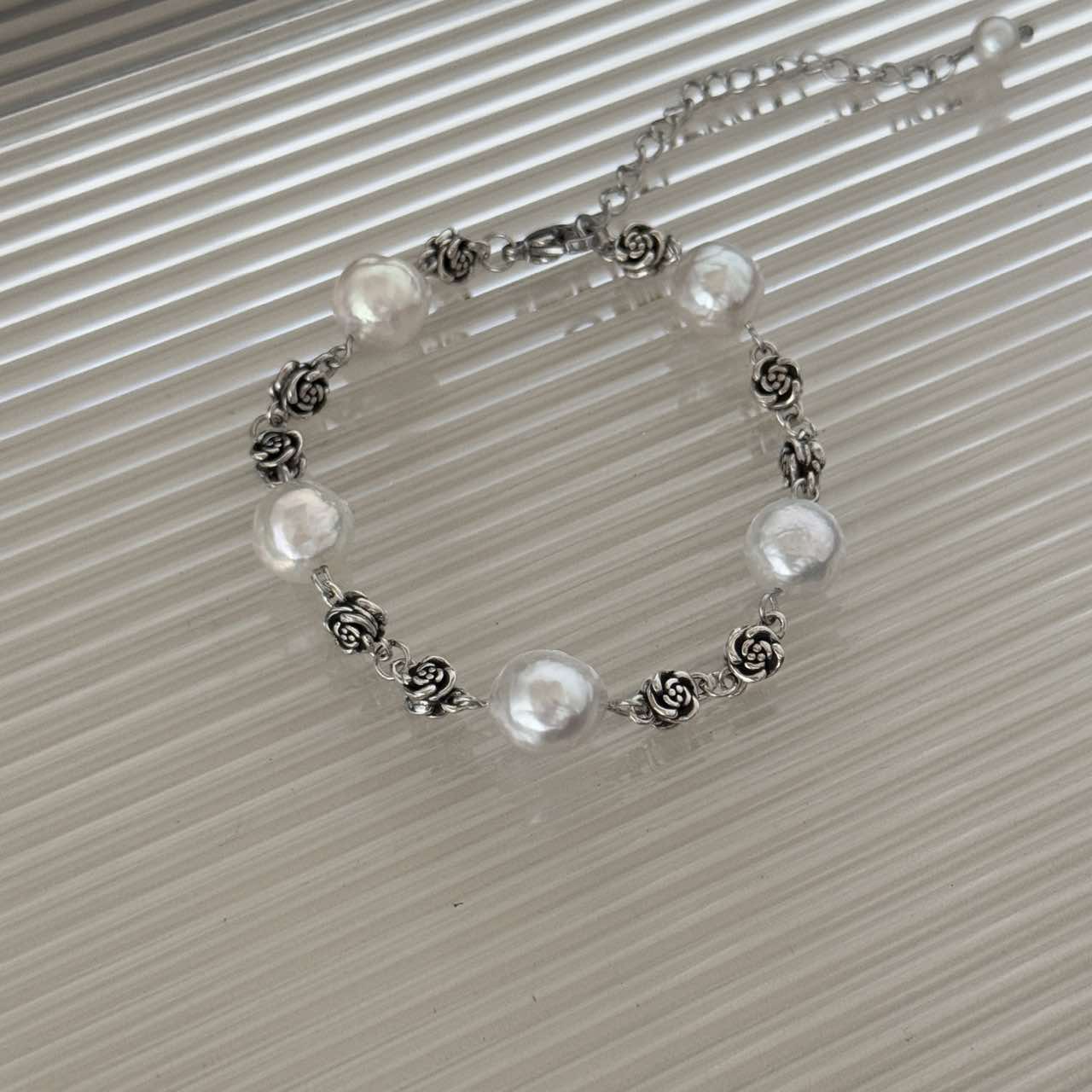 B57 Vintage Pearl Rose Bracelet