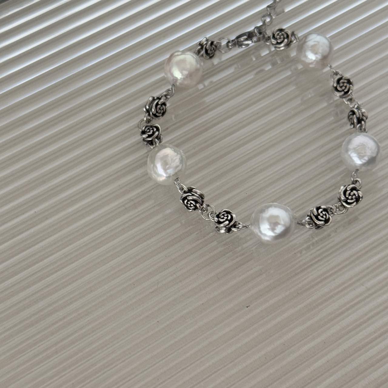 B57 Vintage Pearl Rose Bracelet